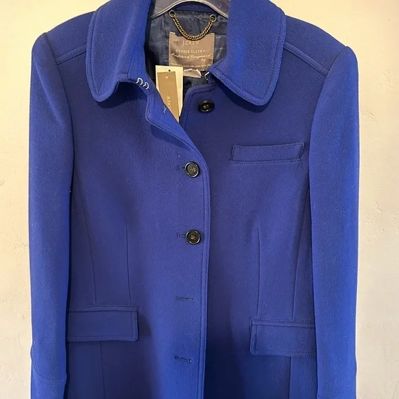 J Crew Double Cloth Wool Royal Blue Coat - Picture 5 of 6